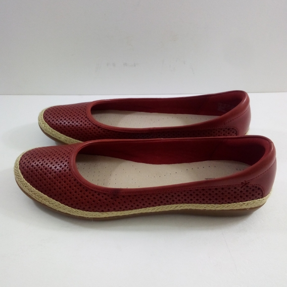 Clarks Danelly Adira Women 11 Wide Leather Red Ballet Flats 26124742 - Picture 3 of 8